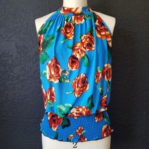 Brand new sleeveless halter-style floral tank top